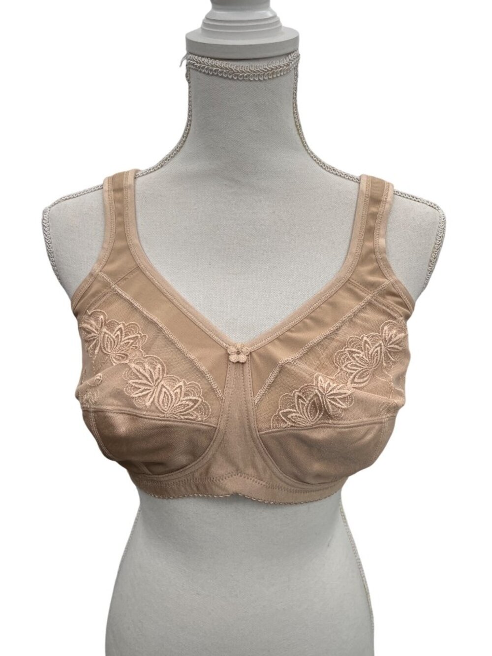 ABC Lace Wireless Bra Womens 40D Beige Full Coverage Comfort Support Used